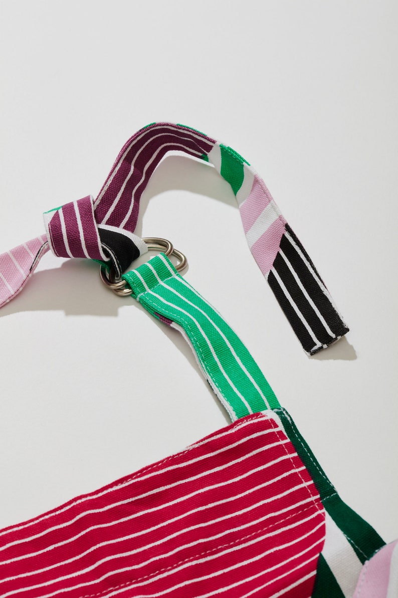 Dice Apron modern mid century pink green stripe gift design hostess mothers cooks colorful party cotton kitchen apron image 2