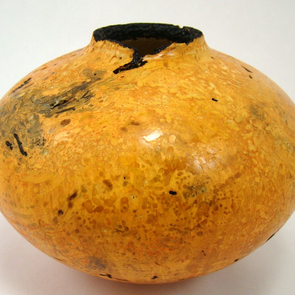 The Ancient Orange Pot - Box Elder Burl Vessel