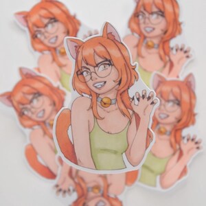 Kitena | Sticker femme chat rousse, pour journaling, scrapbooking, appareils électroniques