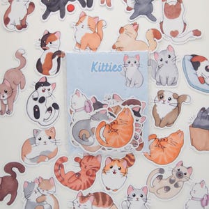 Kitties | Pack de 24 stickers à thème: chats, pour journaling, scrapbooking, appareils électroniques