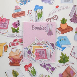 Bookies | Pack de 24 stickers à thème: livres, pour journaling, scrapbooking, appareils électroniques