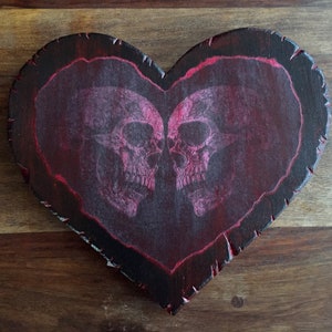 COLLAGE: Black Heart 003 - Wooden Collage Art