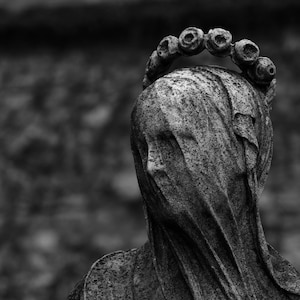Matted Print 8x10: Cloaked - 8x10 Fine Art Print in 11x14 mat, cemetery, graveyard, sculpture