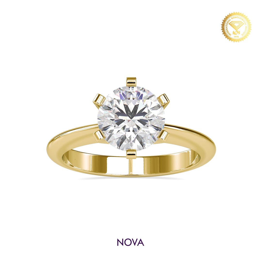2 Carat Lab Grown Diamond Engagement Ring, 14K Solid Gold Couple ...
