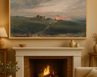 Arte para televisor Samsung Frame - Paisaje - Stonehenge de John Constable - Paleta de colores tierra - Descarga digital de arte