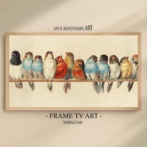 Art mural avec cadre Samsung, Oiseaux d'art avec cadre vintage, Art abstrait pour télévision Samsung, Animaux avec cadre pour télévision, Oiseaux de l'été, Art mural Samsung avec cadre