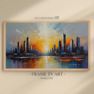Samsung Frame Tv Artwork, Sunrise Cityscape Art, 4K Frame Tv Download, Art For Frame Tv Modern Art, Abstract Frame Tv Art, Smart TV Art