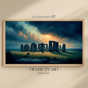 Samsung Frame TV Art, Stonehenge Sunset, Vintage Style Landscape TV Art, Summer Samsung Frame Art, Farmhouse TV Art, Smart Tv Art