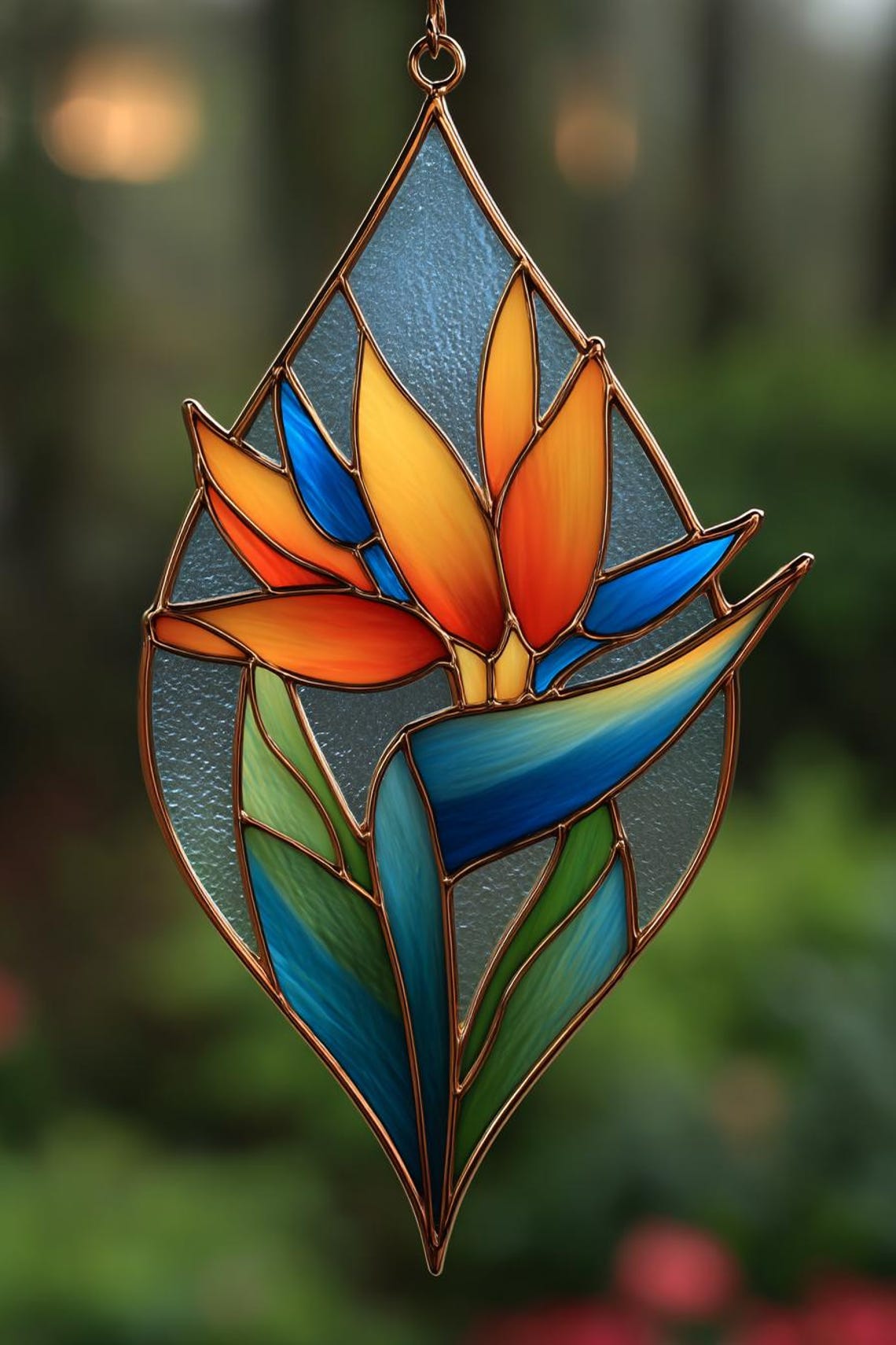 Stained Glass Bird of Paradise Flower Template , Suncatcher Pattern ...