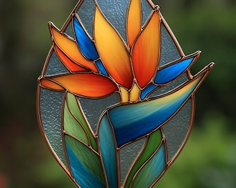Stained Glass Bird of Paradise Flower Template , Suncatcher Pattern ...
