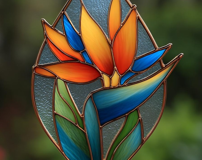 Stained Glass Bird of Paradise Flower Template , Suncatcher Pattern ...