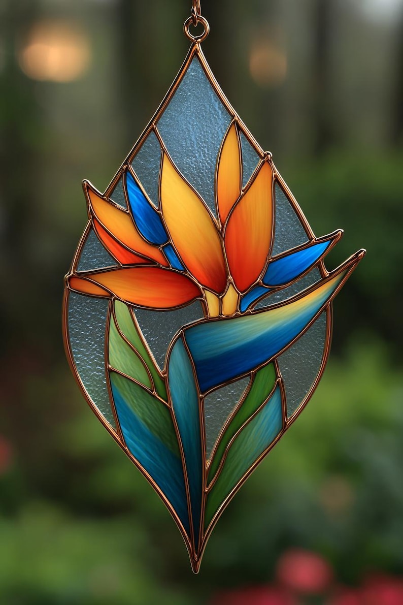 Stained Glass Bird of Paradise Flower Template , Suncatcher Pattern ...