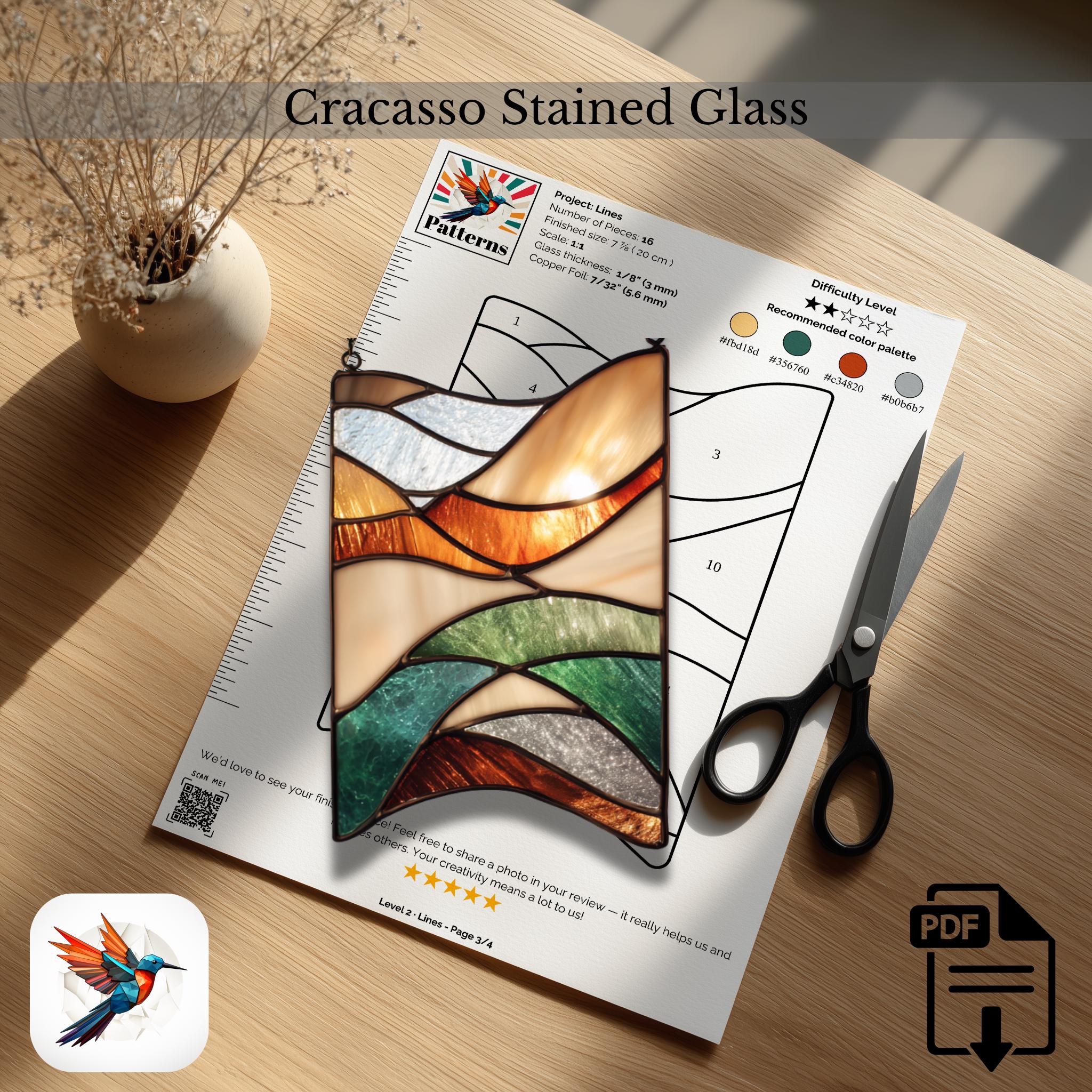 Lines Stained Glass Pattern , Glass Template , Warm Decoration , PDF ...