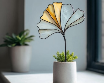 Ginkgo Plant Stake v2 Stained Glass Pattern , Glass Template , PDF Digital Download