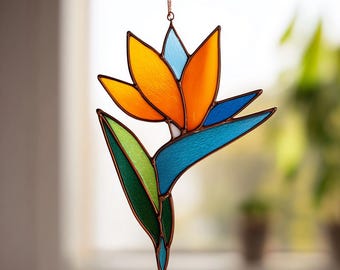 Stained Glass Bird of Paradise Flower Template , Suncatcher Pattern ...