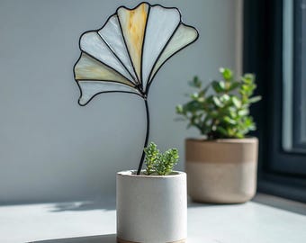 Ginkgo Plant Stake v3 Stained Glass Pattern , Glass Template , PDF Digital Download