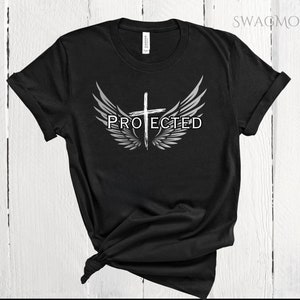 Camiseta cristiana, camiseta con cruz y alas de ángel, camiseta de fe cristiana, camiseta religiosa inspiradora, camiseta unisex de manga corta