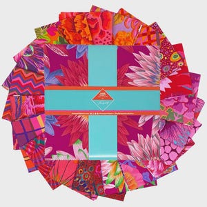 Kaffe Fassett Classics Plus RUBY 40 Piece 2.5 inch Strip Jelly / Design Roll by for Free Spirit FB610GP.RUBY RED Tropical Florals