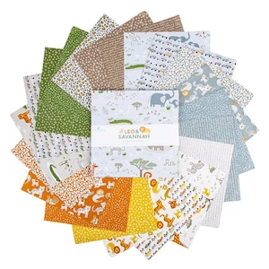 LEO & SAVANNAH Quilt Fabric Layer Cake 42 - 10 Inch Squares - Riley Blake Designs, By Deena Rutter Animal Jungle Children's baby 10-17540-42