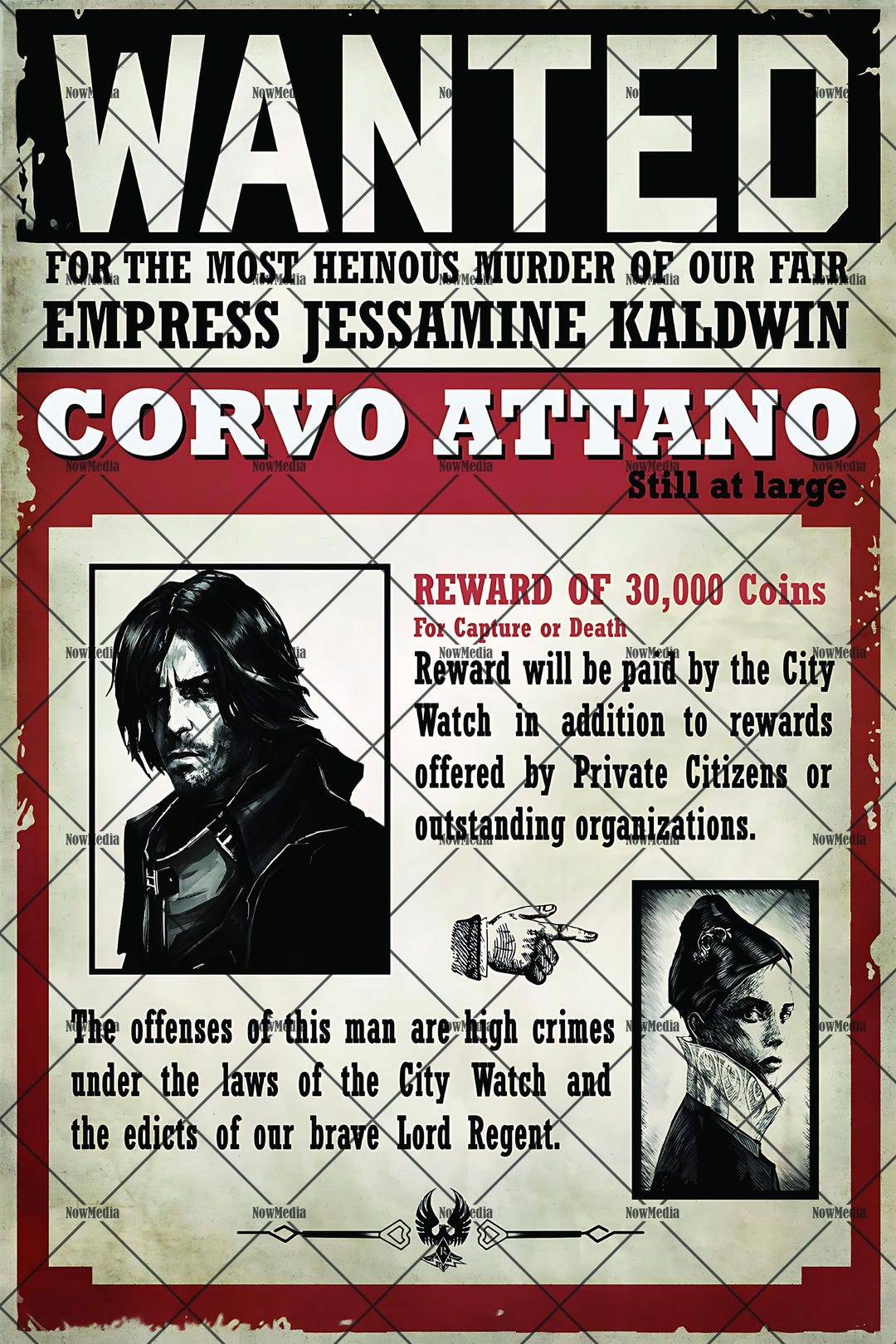 Corvo Attano Wanted Poster - Digital Download Print, Printable Art ...