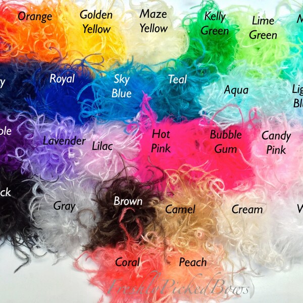 1 Curly Ostrich Puff 4" or 2" you choose 32 colors