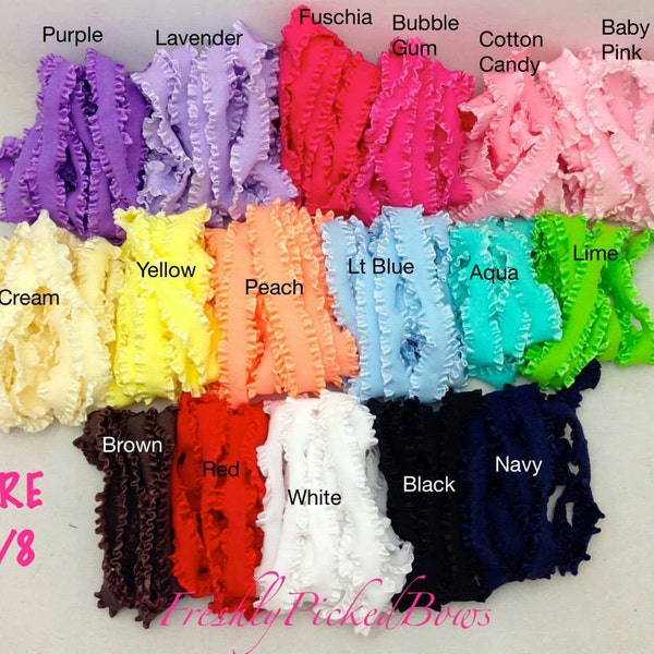 5 yards 5/8 Double Ruffle ELASTIC size  17  colors available