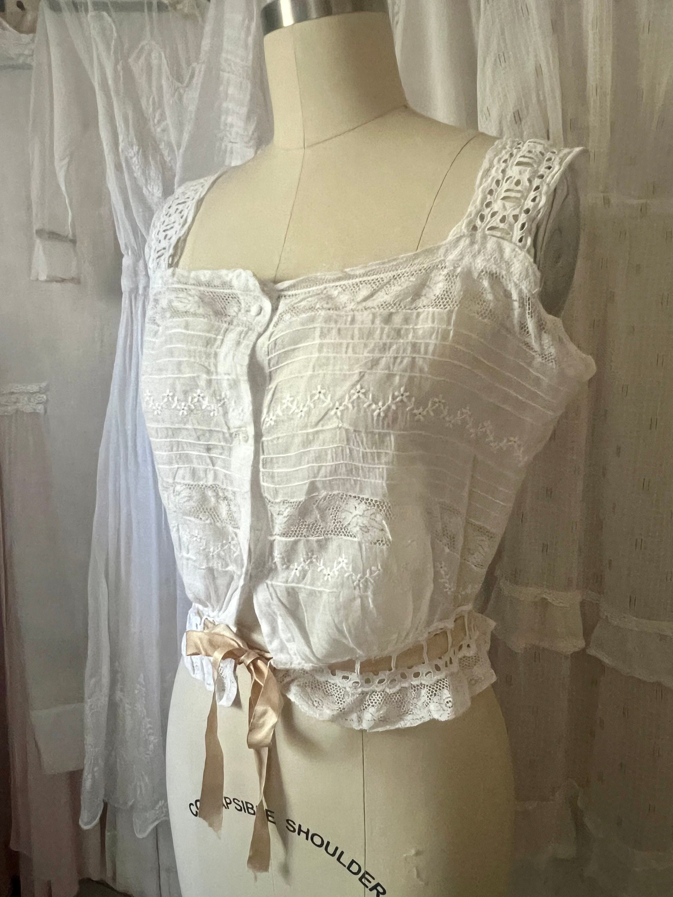 RESERVED Antique French Corset Cover Camisole S 