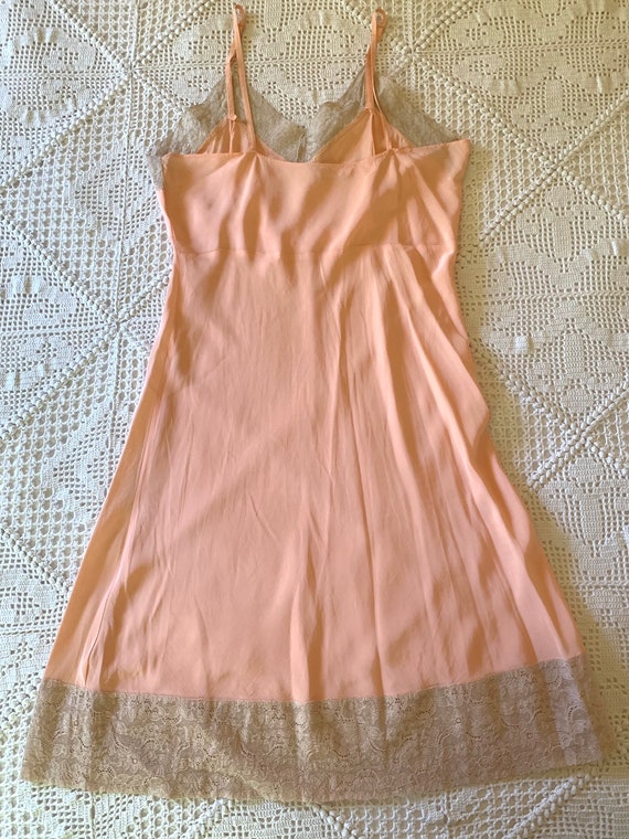 1940s Slip Dress Peach Rayon Lace M ML - image 7