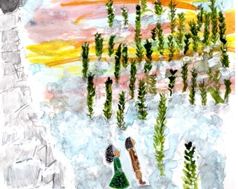 Hand Painted Original 'Walking to the Cabin' from the Children's Book Stars Have Dreams by Tabitha Orr