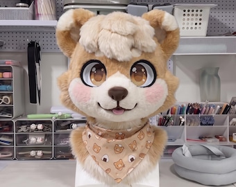 Cute Cake Bear Fursuit Head, Custom Fursuit Head, Kenomo Theme Party, Fursuit Mask, Fantasy Creature, Valentine's Day gift