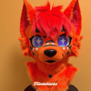Cabeza de disfraz de perro con atardecer estrellado, cabeza de disfraz personalizada, fiesta temática de Kenomo, máscara de disfraz, criatura fantástica, peludo, fanáticos de los disfraces, cosplay