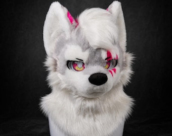 Scarred Wolf Guard Fursuit Head, Custom Fursuit Head, Kenomo Theme Party, Fursuit Mask, Fantasy Creature, Valentine's Day gift