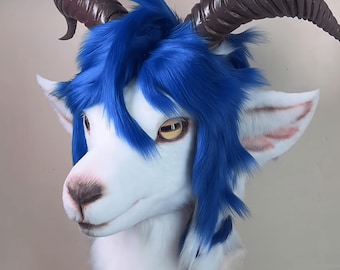 Hades Devil Sheep Fursuit Head, Custom Fursuit Head, Kenomo Theme Party, Fursuit Mask, Fantasy Creature, Furry, Fursuit Fans, Cosplay