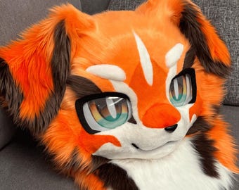 Adorable Orange Dog Fursuit Head, Custom Fursuit Head, Kenomo Theme Party, Fursuit Mask, Fantasy Creature, Fursuit Fans, Cosplay