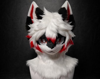 Fox Swordsman Fursuit Head, Custom Fursuit Head, Kenomo Theme Party, Fursuit Mask, Fantasy Creature, Valentine's Day gift