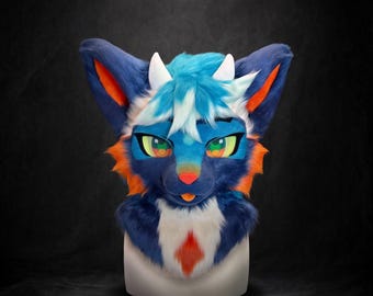 Starry Sky Dragon Fox Fursuit Head, Custom Fursuit Head, Kenomo Theme Party, Fursuit Mask, Fantasy Creature, Valentine's Day gift