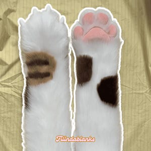 Cute Cow Cat Fursuit Paw,Patchwork Paws,Furry Nails,Four-Finger Claw,Fursuit Accessories,Fur Clothing Parts,Cosplay,Squeaky Paws