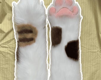 Cute Cow Cat Fursuit Paw,Patchwork Paws,Furry Nails,Four-Finger Claw,Fursuit Accessories,Fur Clothing Parts,Cosplay,Squeaky Paws
