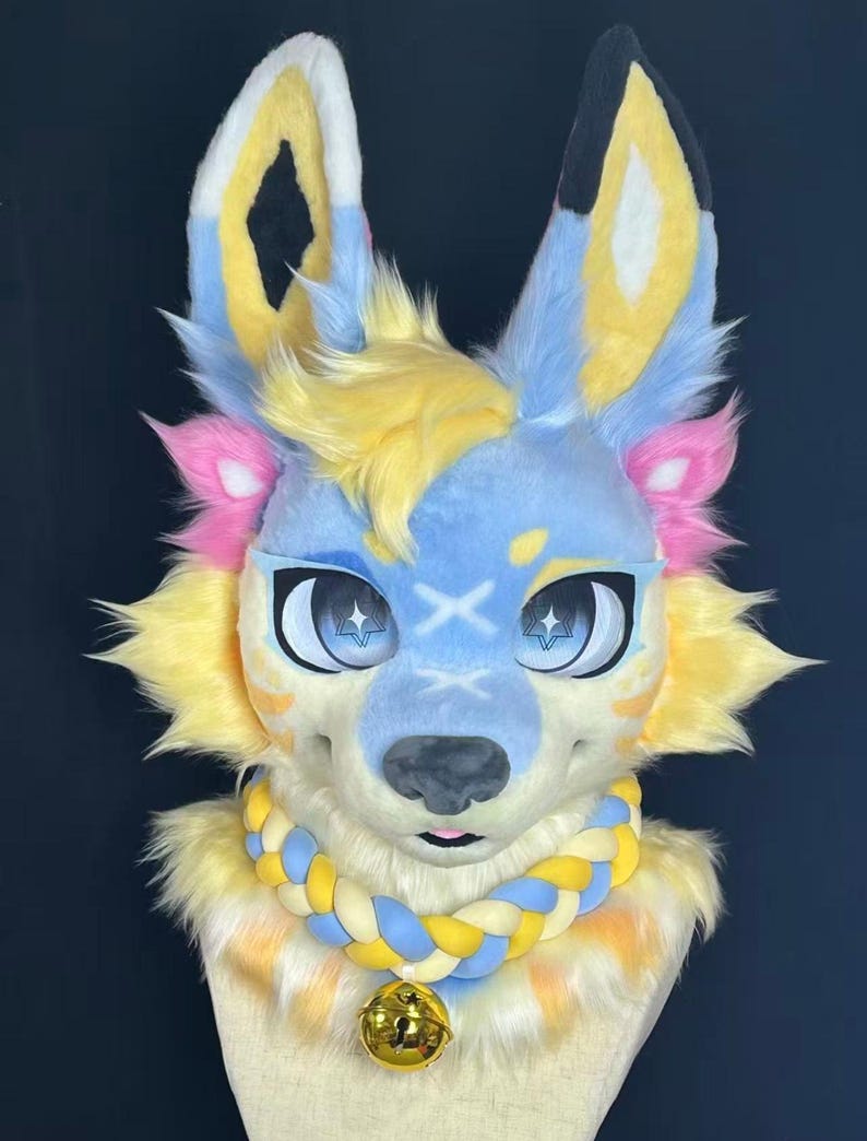 Bicolored Long-eared Dog Fursuit Head, Custom Fursuit Head, Kenomo ...