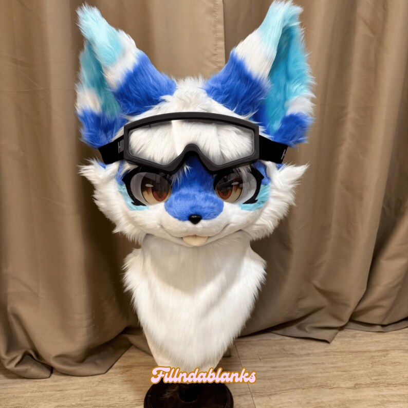 Blue Skiing Cute Dog Fursuit Head, Custom Fursuit Head, Kenomo Theme ...