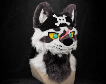 Fierce Pirate Dog Fursuit Head, Custom Fursuit Head, Kenomo Theme Party, Fursuit Mask, Fantasy Creature, Valentine's Day gift
