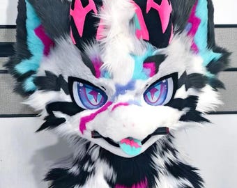 Purple Morning Star Dragon Fursuit Head, Custom Fursuit Head, Kenomo Theme Party, Fursuit Mask, Fantasy Creature, Fursuit Fans, Cosplay