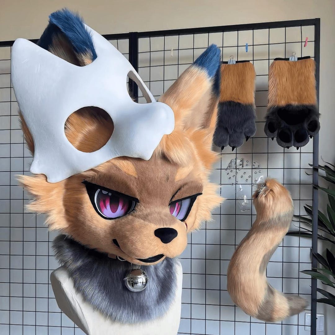 Mysterious Masked Fox Fursuit Head, Custom Fursuit Head, Kenomo Theme ...