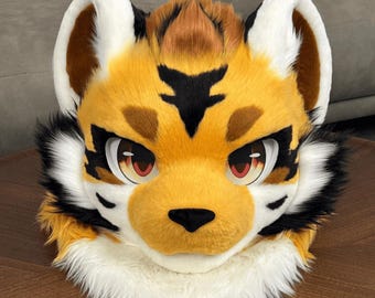 Fierce-striped Tiger Fursuit Head, Custom Fursuit Head, Kenomo Theme Party, Fursuit Mask, Fantasy Creature, Valentine's Day gift