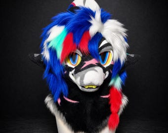 Cross-scar Shark Fursuit Head, Custom Fursuit Head, Kenomo Theme Party, Fursuit Mask, Fantasy Creature, Valentine's Day gift