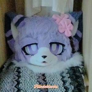 Cute Sakura Cat Fursuit Head, Custom Fursuit Head, Kenomo Theme Party, Fursuit Mask, Fantasy Creature, Furry, Fursuit Fans, Cosplay