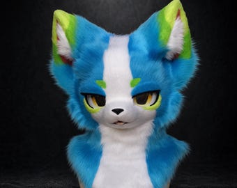 Christmas Mint Dog Fursuit Head, Custom Fursuit Head, Kenomo Theme Party, Fursuit Mask, Fantasy Creature, Valentine's Day gift