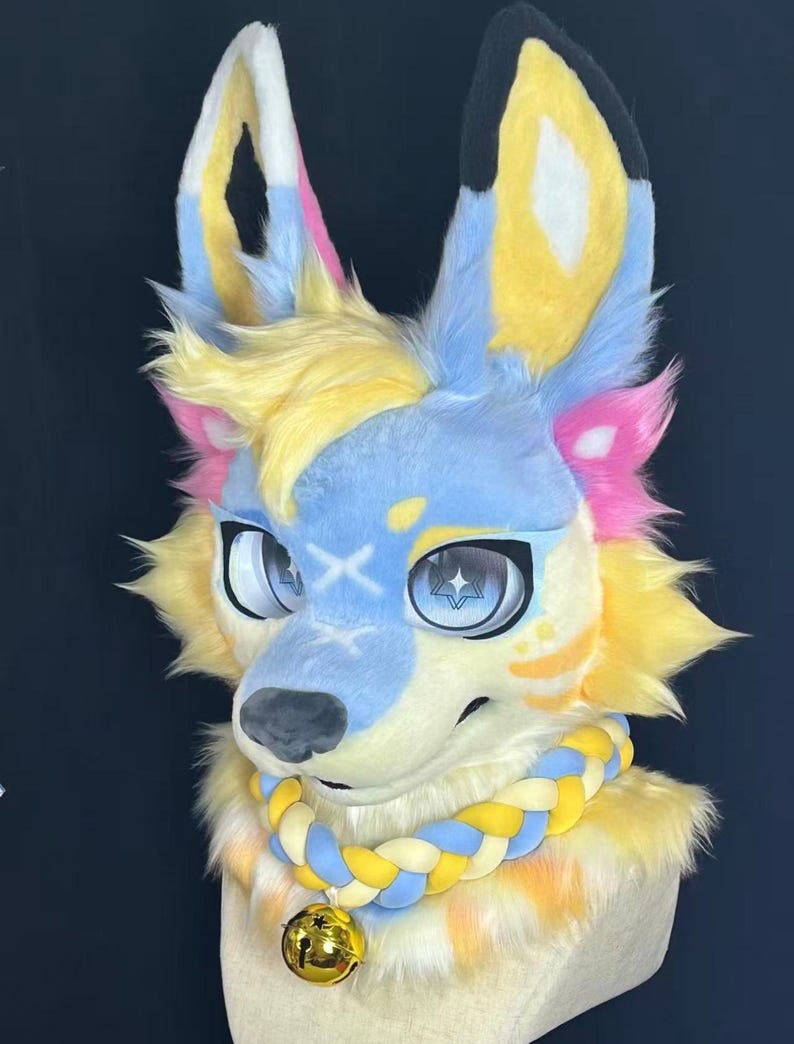 Bicolored Long-eared Dog Fursuit Head, Custom Fursuit Head, Kenomo ...