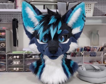 Evil Flame Fox Fursuit Head, Custom Fursuit Head, Kenomo Theme Party, Fursuit Mask, Fantasy Creature, Valentine's Day gift