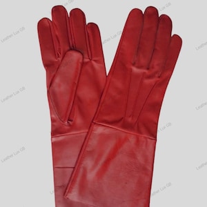 Leather Gauntlet Long Arm Cuff Gloves Medieval Renaissance Cosplay with Amara cuff Lining